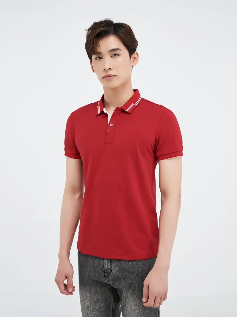 Polo café phối gấu - Đỏ - L