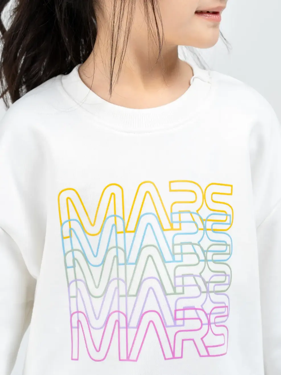Áo nỉ trẻ em in MARS - Trắng - 2