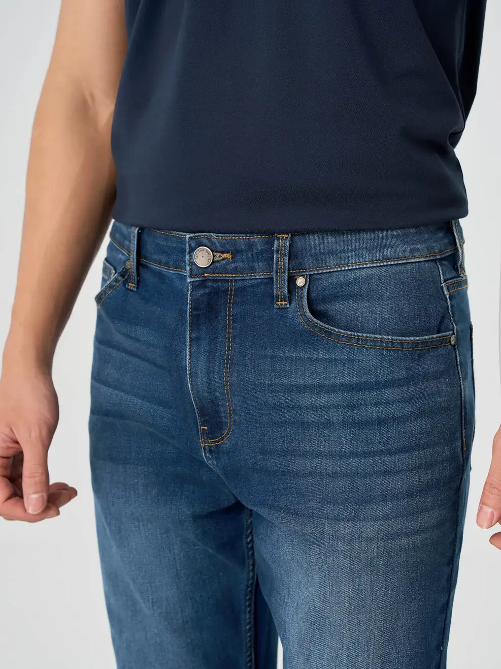 QUẦN JEANS NAM SLIM FIT CAN TÚI SAU - xanh trung - 28