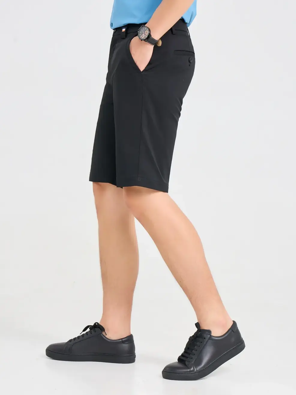 Quần Short Nam Cơ Bản Chun Cúc - Đen - 29