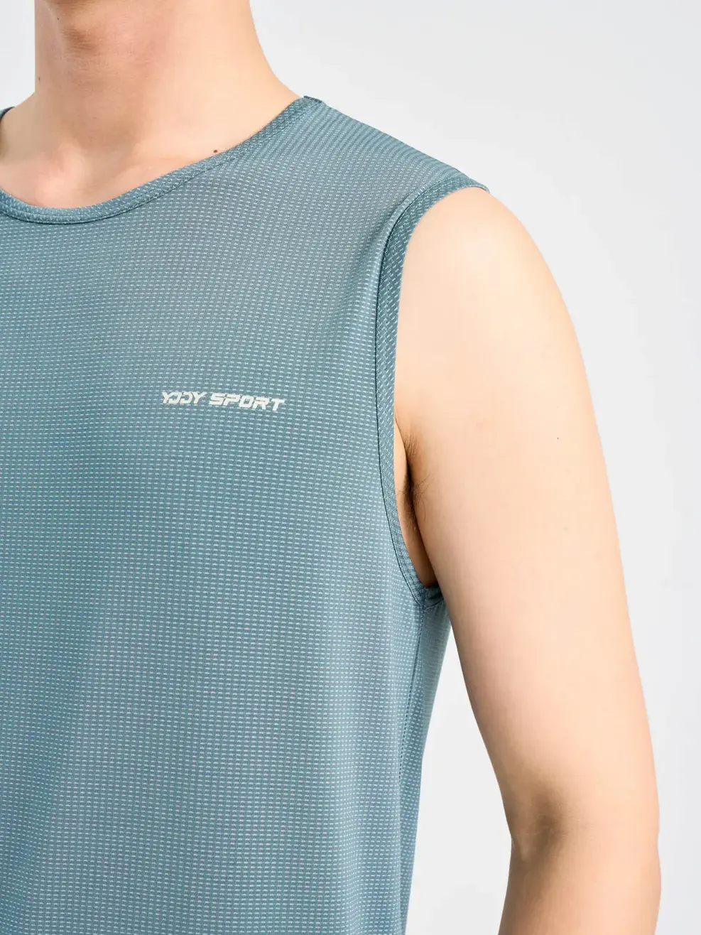 T-shirt Thể Thao Nam Can Lưng In Lỗ - Xanh ghi. - M