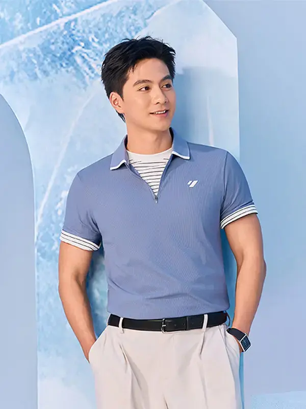 Áo Polo Nam Slim Có Khóa Kéo - Màu xanh da trời 113 - M