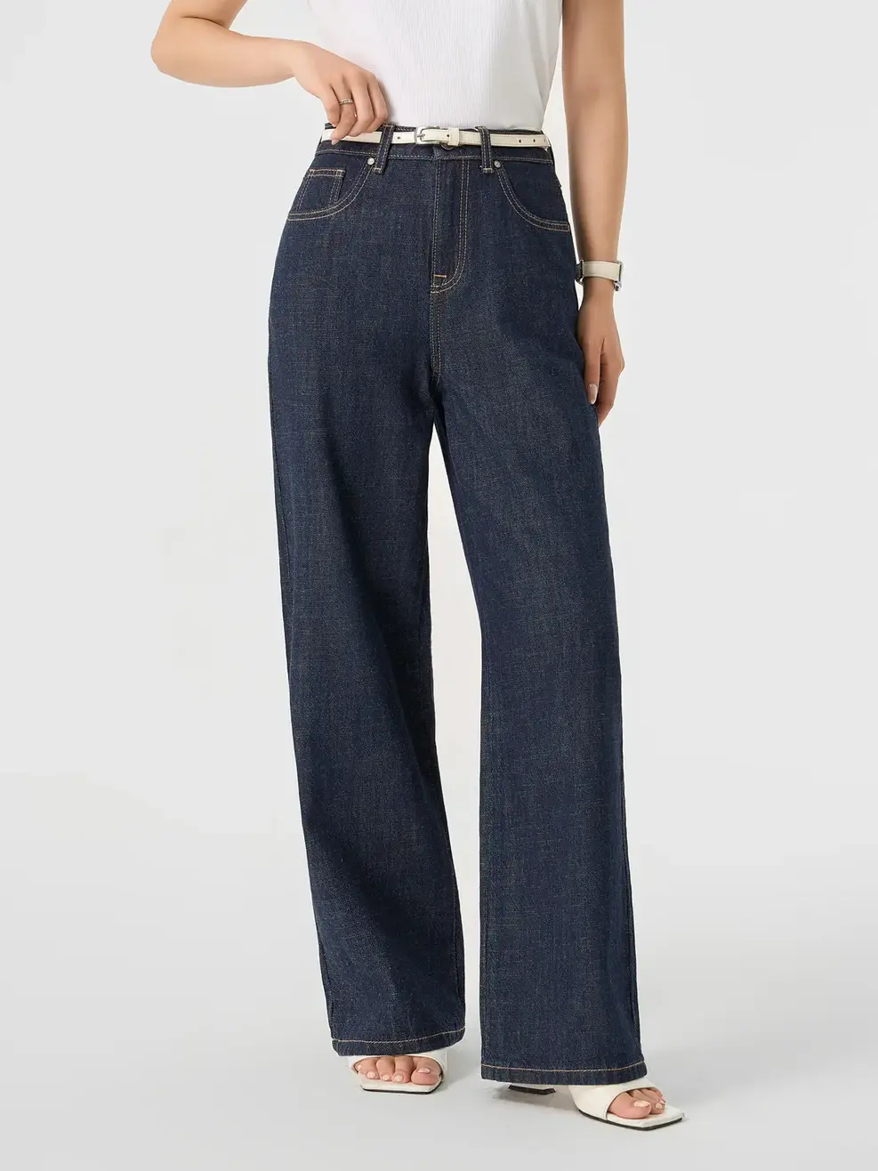 Quần Jeans Suông Gai Xanh - Màu chàm 001 - 26