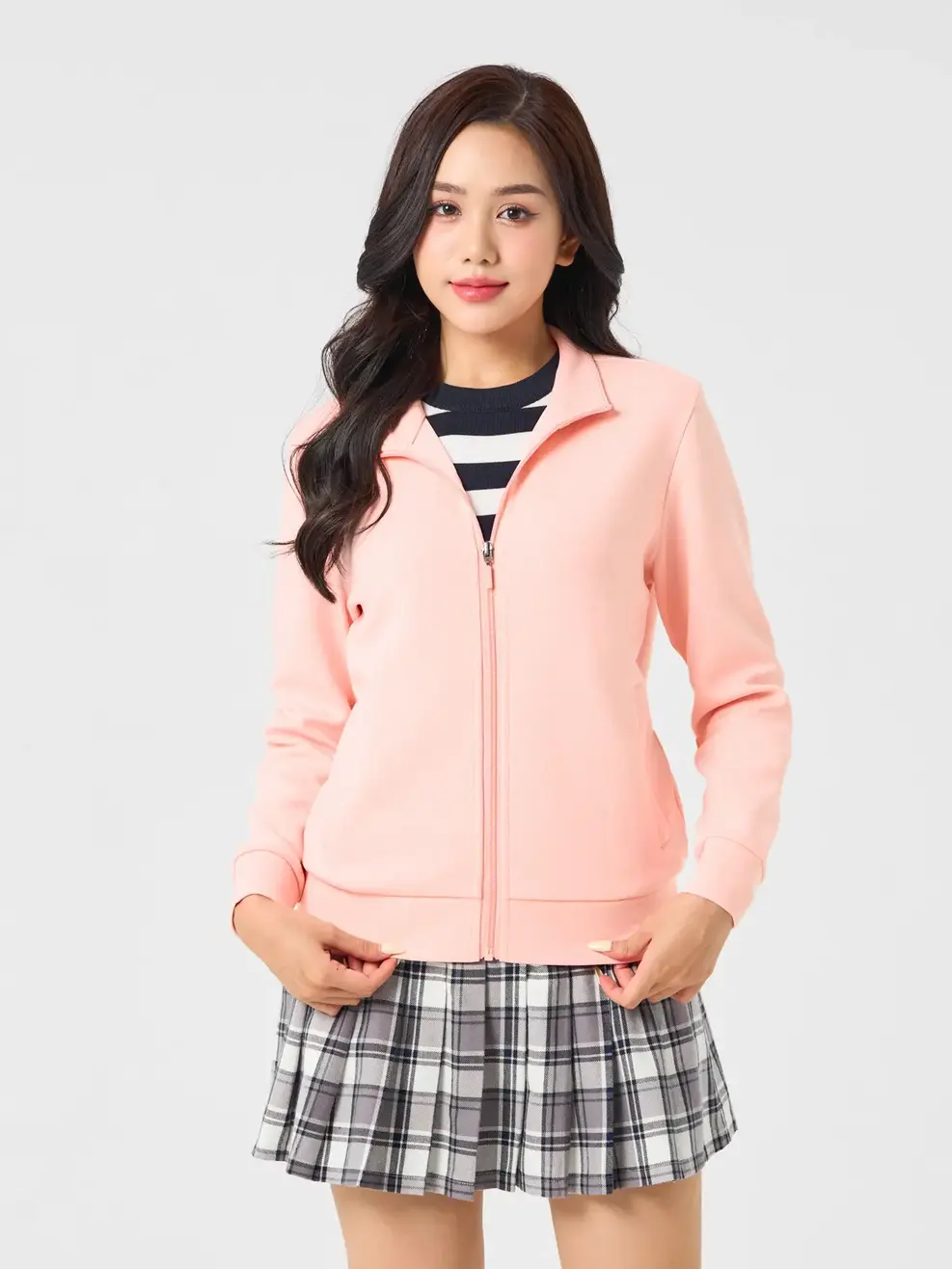 Áo Khoác Nỉ Thể Thao Nữ Double Face Smart - Hồng - S