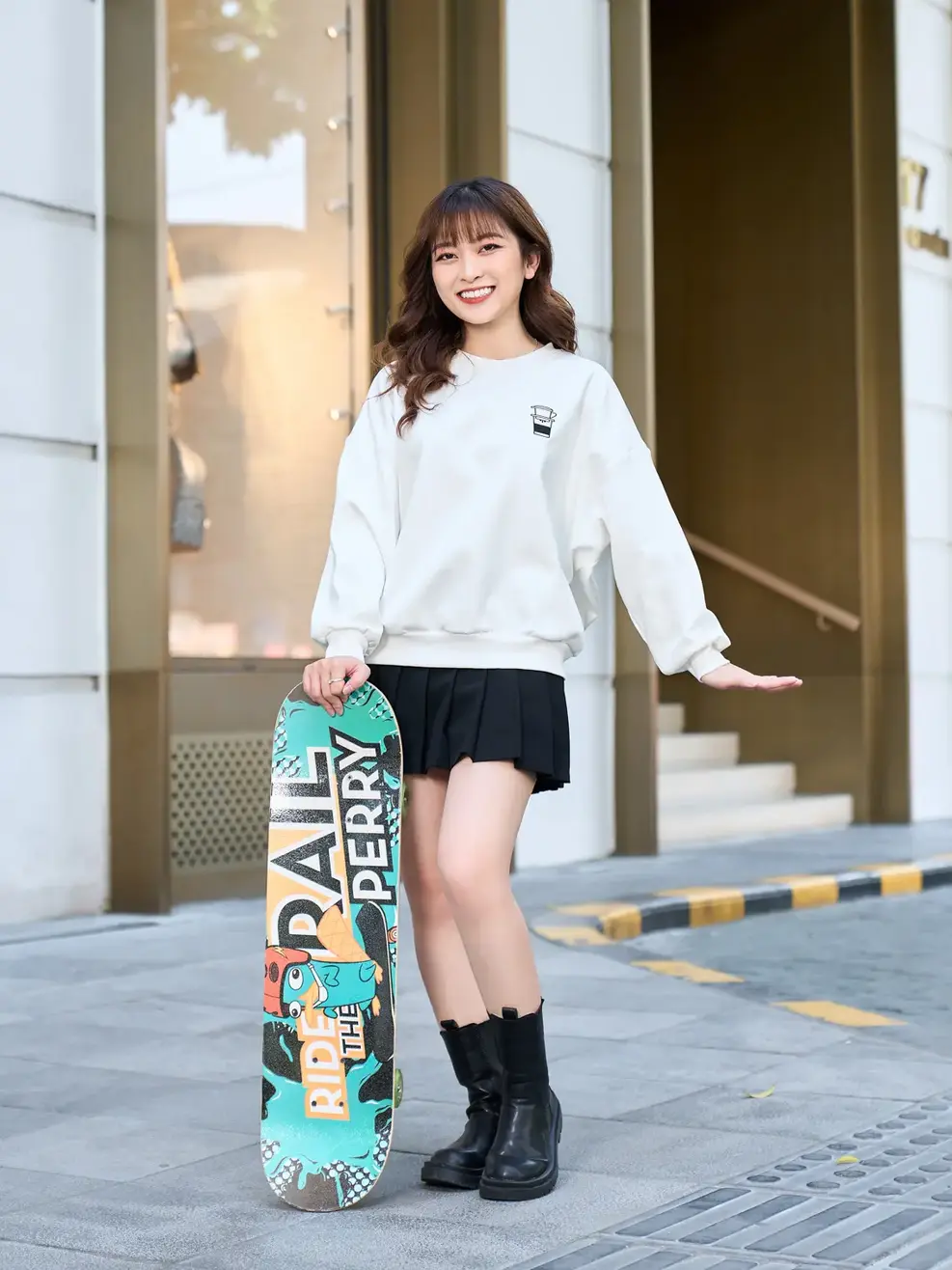 Áo nỉ nữ gia đình thêu COFFEE - Trắng - S