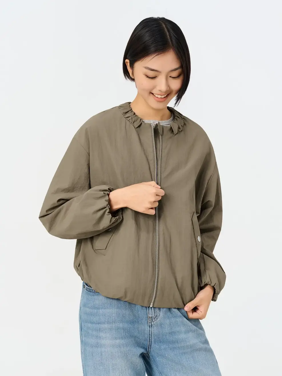 Áo Khoác Gió Nữ Cổ Tròn -  Nâu 251 - S