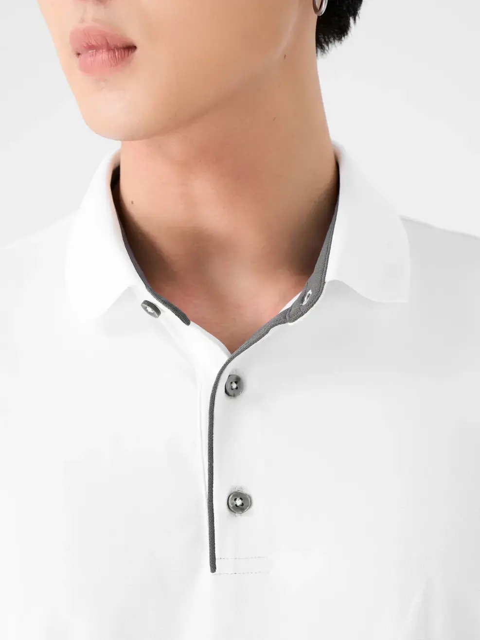 Polo Nam Bạc Hà Lé Nẹp - Trắng - 2XL