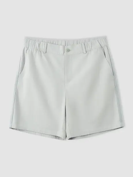 Quần Shorts Nam Đũi Cạp Chun Phối Dây Dệt Sườn