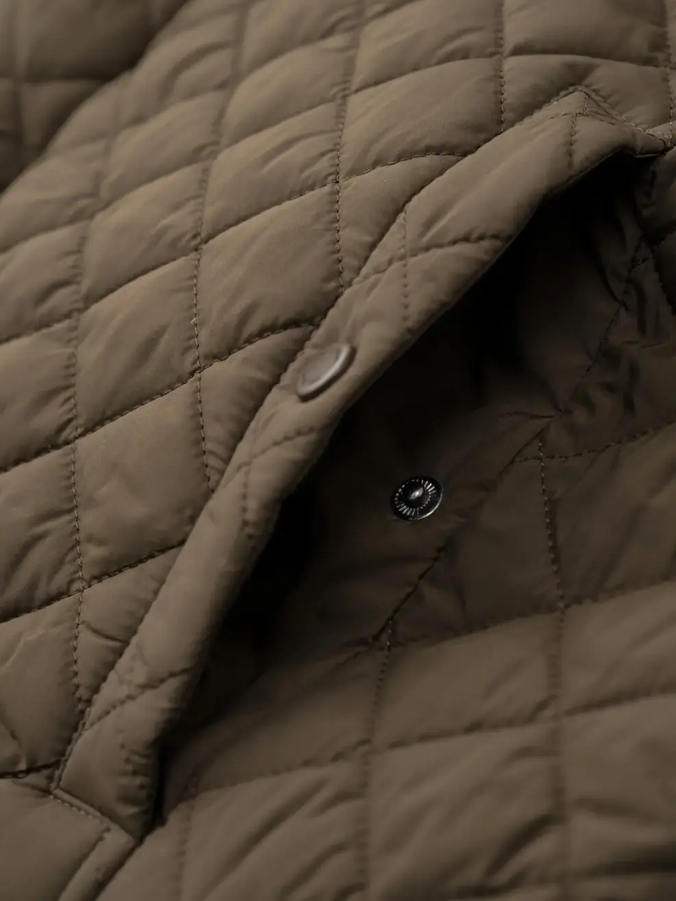 Áo Phao Nam Trần Trám Nẹp Giấu Khoá - Rêu - M