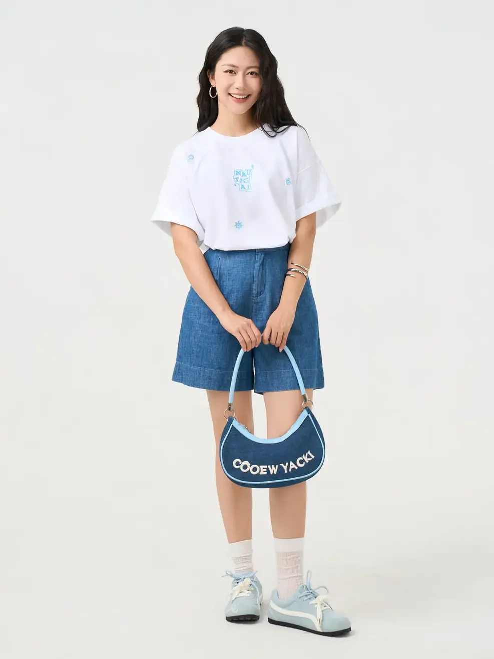 Áo Phông Nữ Relax Thêu Nautical - Trắng 001 - XS