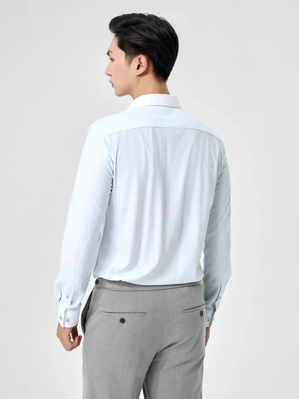 Sơ Mi Dài Tay Nam Kẻ Sọc Phối Cổ - Xanh - M