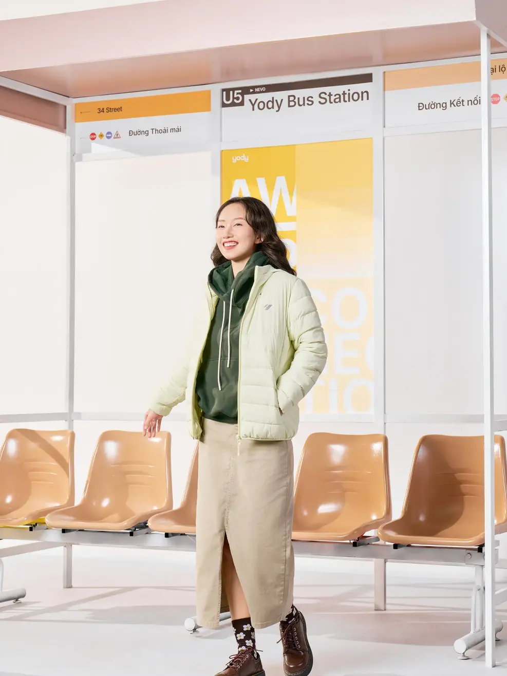 Áo Phao Nữ Mũ Ẩn 4S.Plus - Xanh lá 083 - S