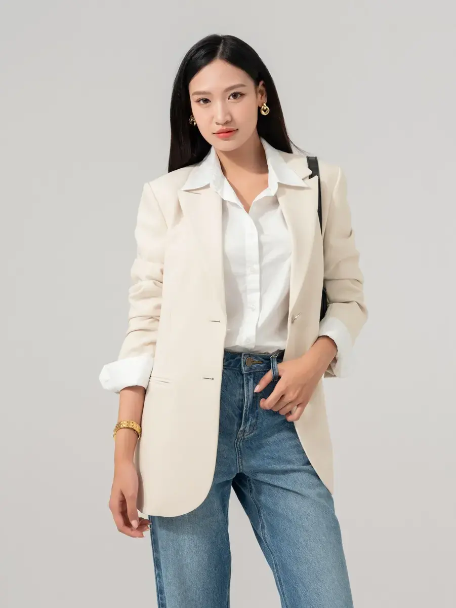 Vest Nữ Dáng Blazer Túi Cơi - Be - S