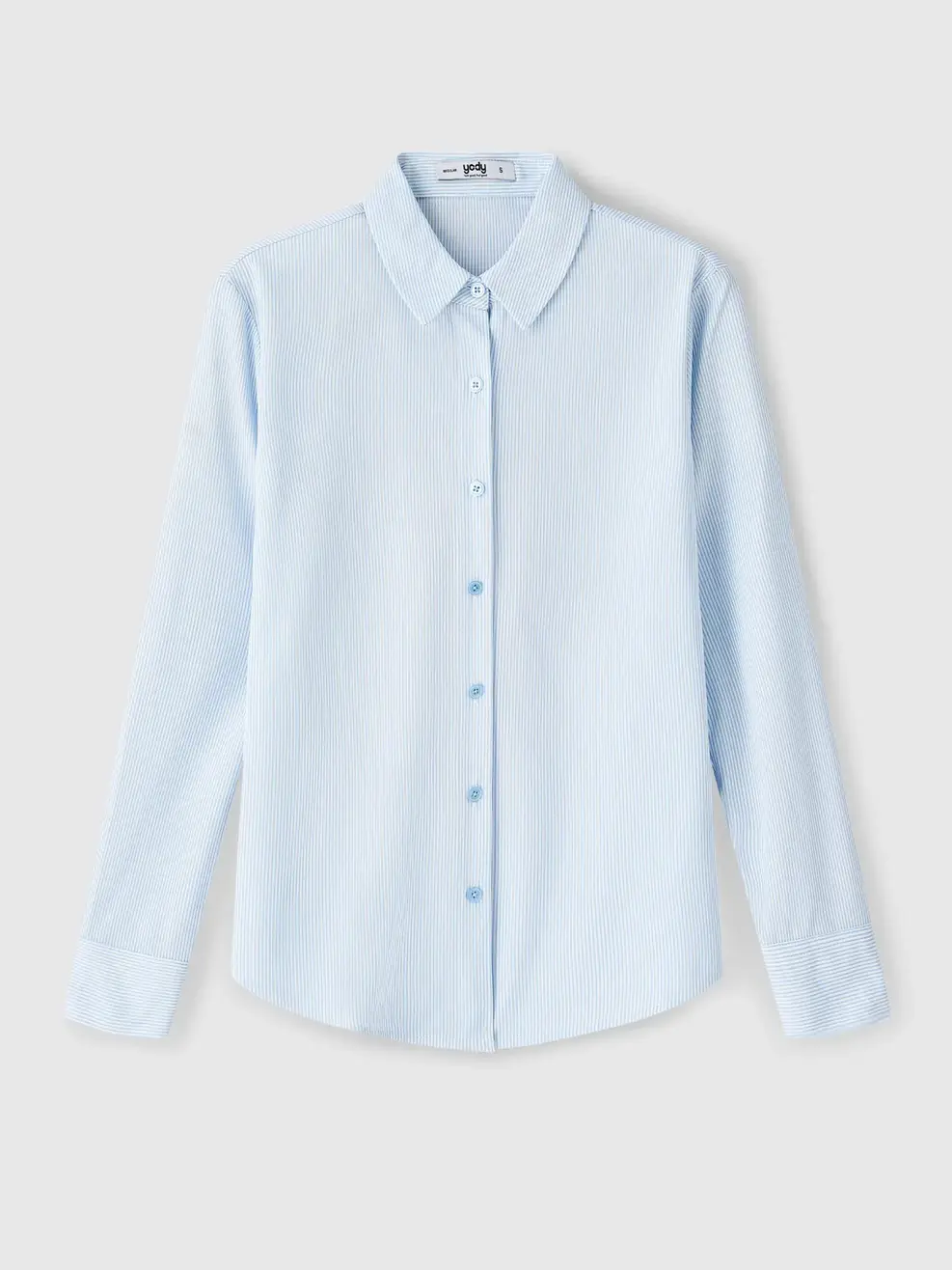 Áo Sơ Mi Tay Dài Nữ Knit Suông Kẻ (smn7176) - Kẻ Xanh Da Trời 191 - S