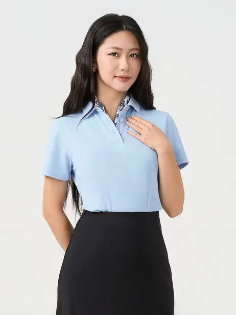 Áo Polo Nữ Regular Cổ Ép Có Xẻ Tà