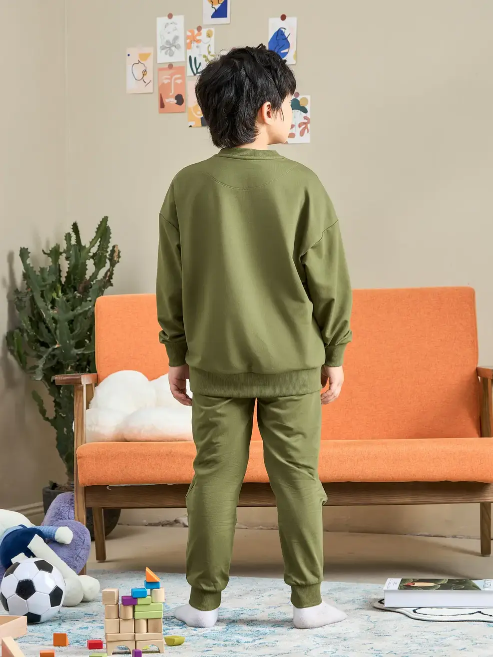 Bộ đồ kid thêu đĩa bay - Xanh rêu - 8
