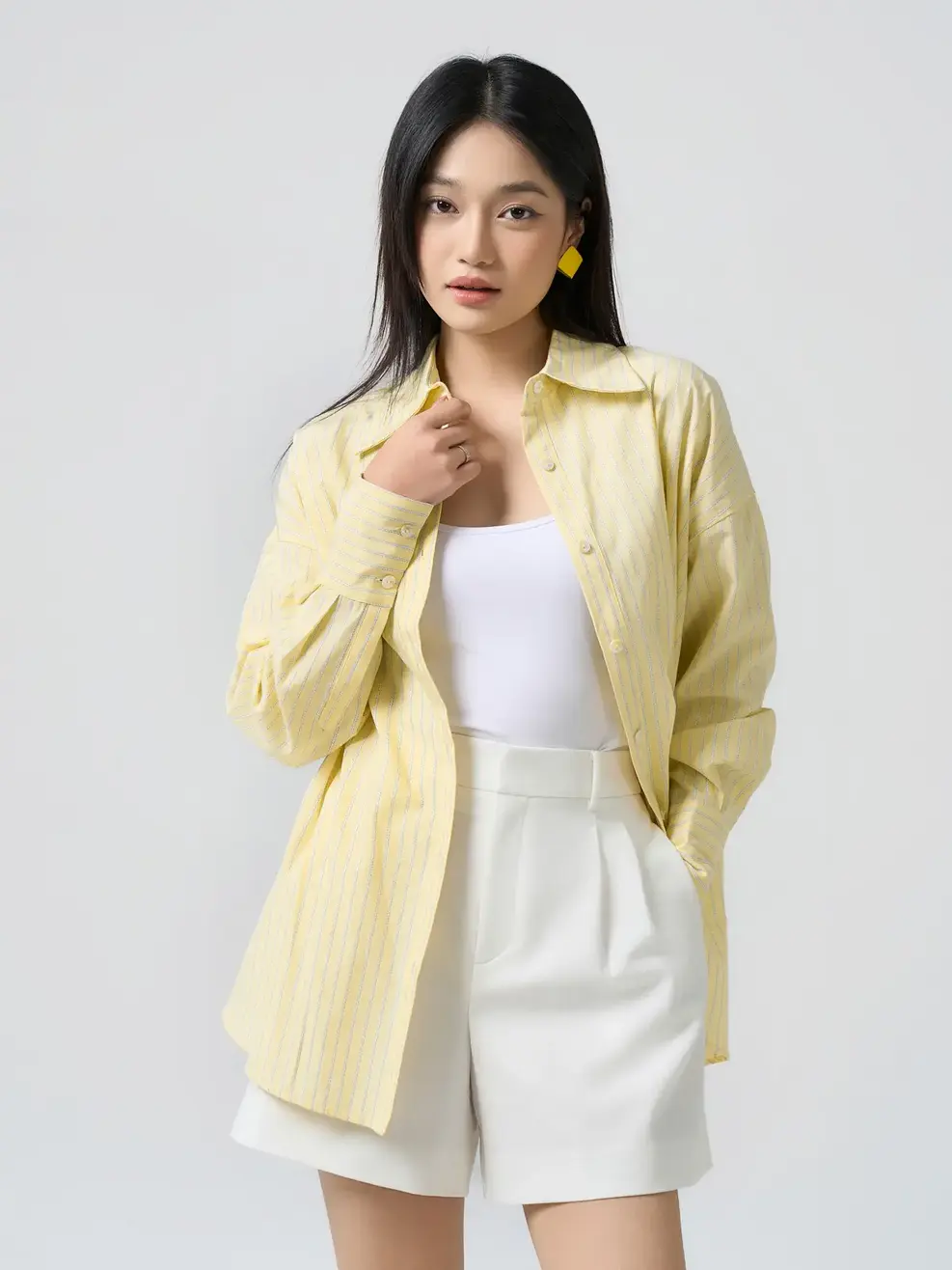 Áo Sơ Mi Kẻ Sọc Trẻ Trung - YELLOW STRIPES 025 - XS