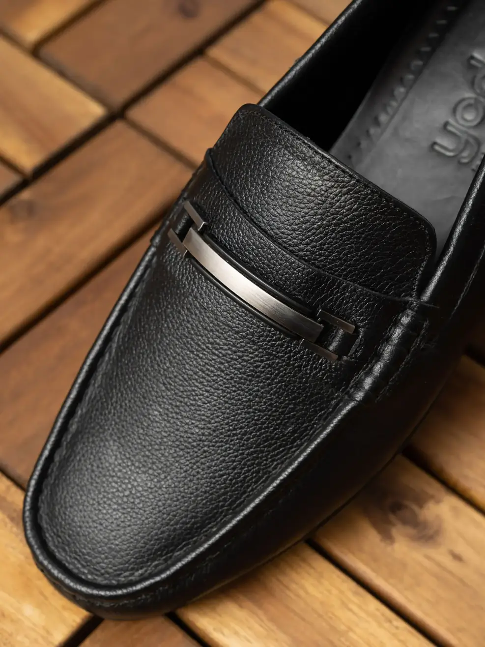 Giày nam moccasin da mill đai khóa - Đen - 42