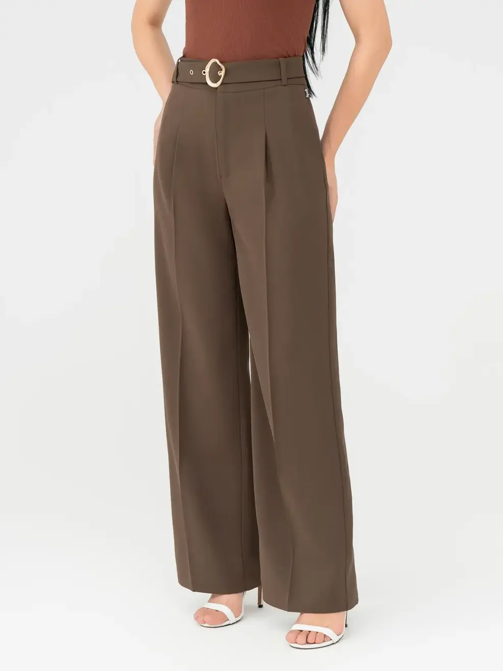 Quần Âu Nữ Đứng Kèm Thắt Lưng Bản To - Nâu đậm - S