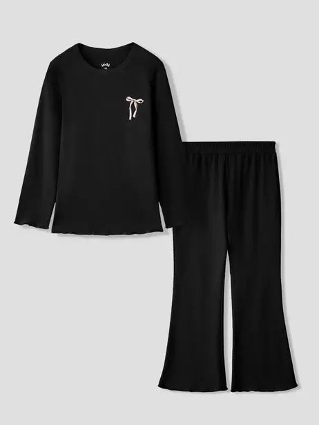 Bộ Đồ Bé Gái Thêu Nơ