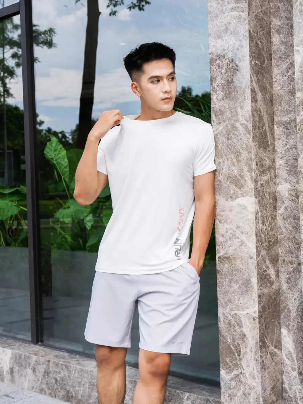 T-shirt thể thao nam Running fast - Trắng - 2XL