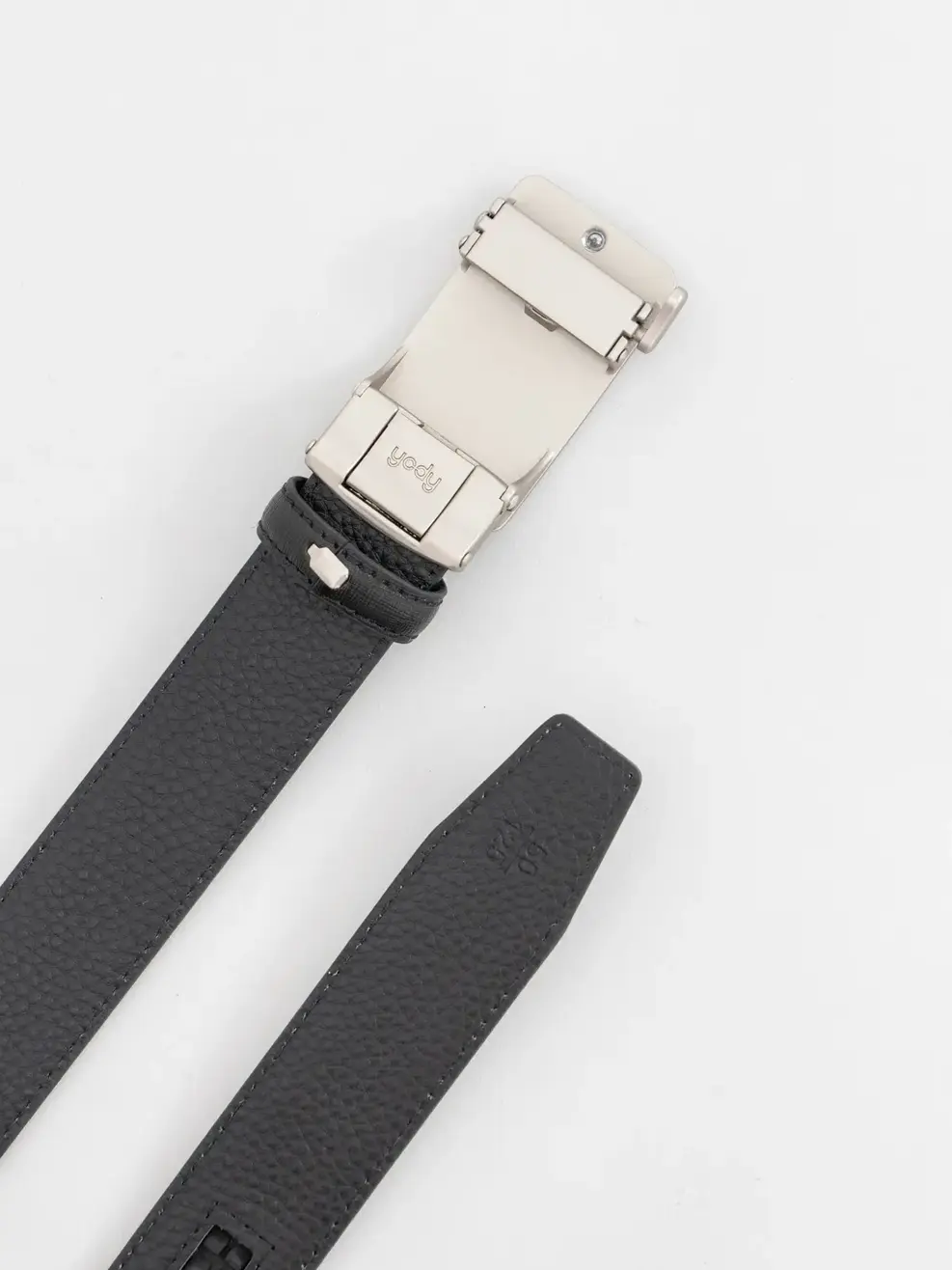  Thắt Lưng Nam Da Bò Mặt Bọc Viền Kim Loại  - Đen - 110