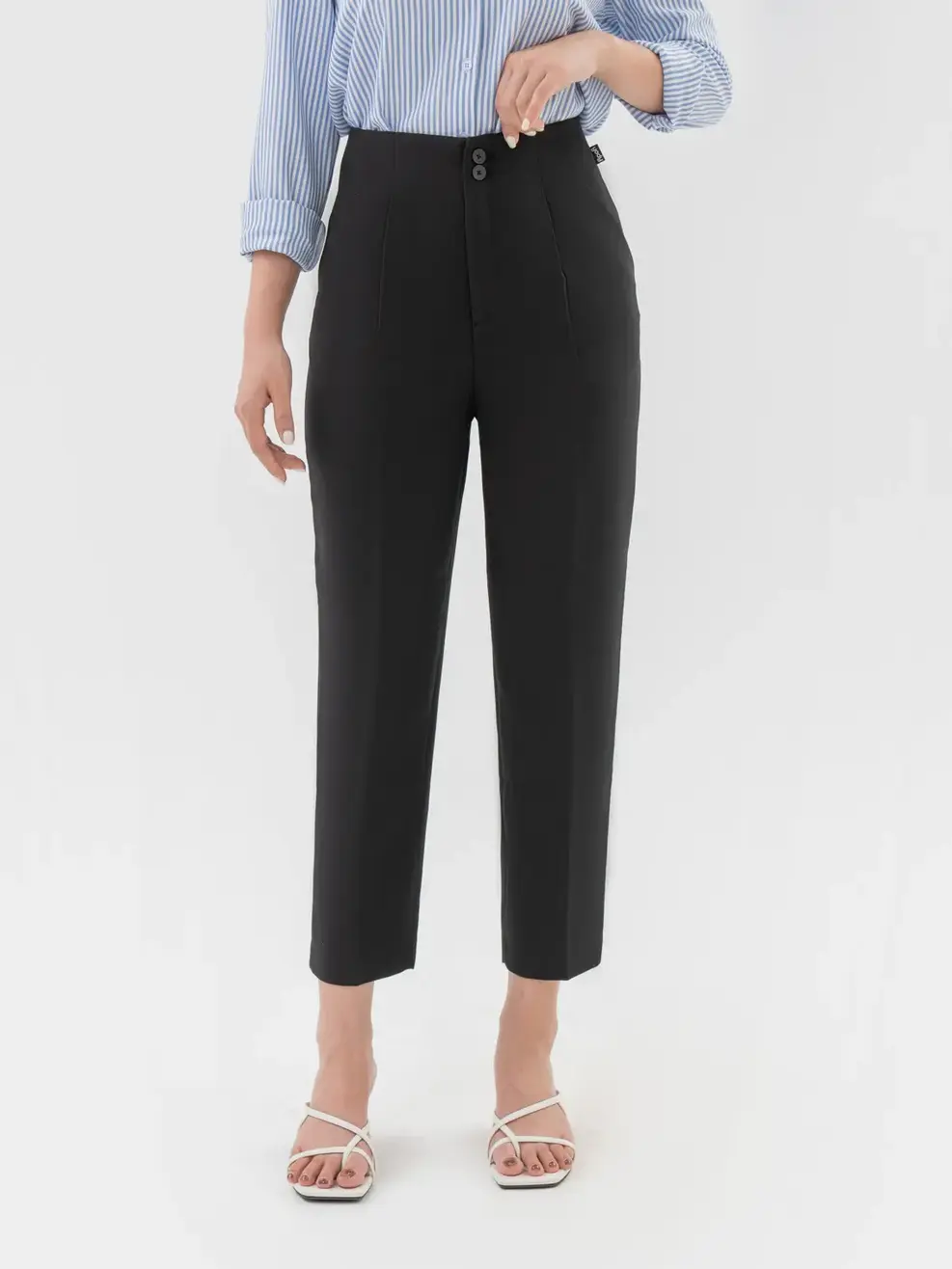 Quần Âu Nữ Dáng Baggy Ly Súp 2 Cúc - Đen - S