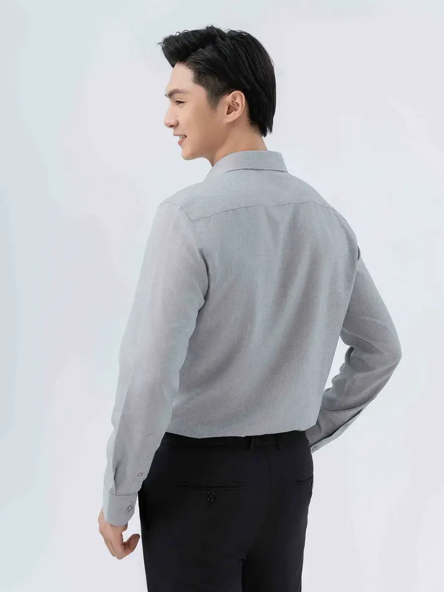 Sơ Mi Tay Dài Nam Cafe - Ghi Đậm - M