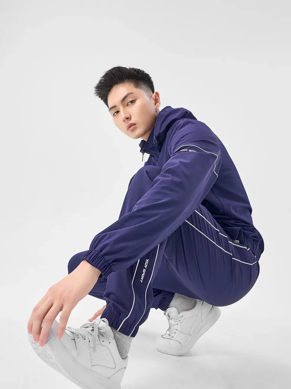 Bộ Đồ Thể Thao Nam Gió Phối Sọc - Navy 2 - M