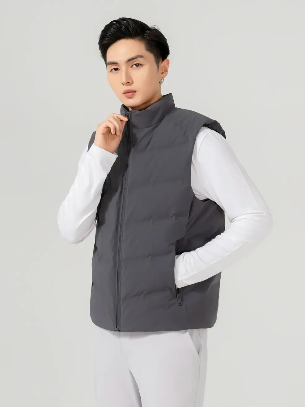 Phao Vip Nam Gile Ép Bonding - Ghi Đậm - M