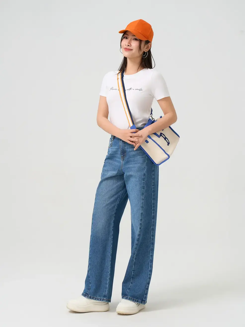Quần Jeans Wide Leg Đường Can Chéo - Màu chàm 002 - 30