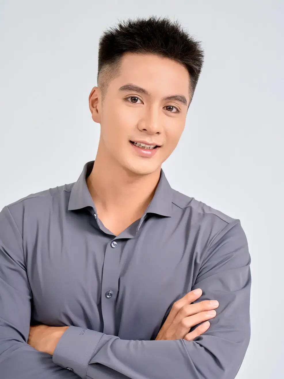 Sơ Mi Tay Dài Nam Siêu Co Giãn - Ghi Đậm - M