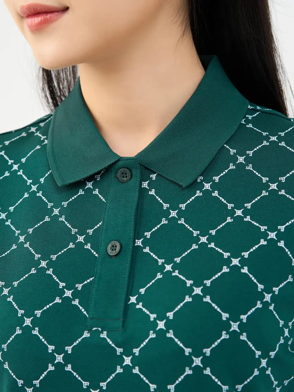 Áo Polo Nữ Mắt Chim In Tràn Ngôi Sao - Xanh lục - M
