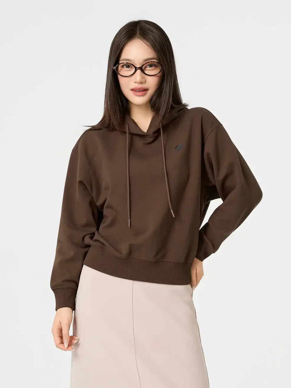 Áo Nỉ Mũ Cơ Bản Dáng Suông - NÂU 147  - S