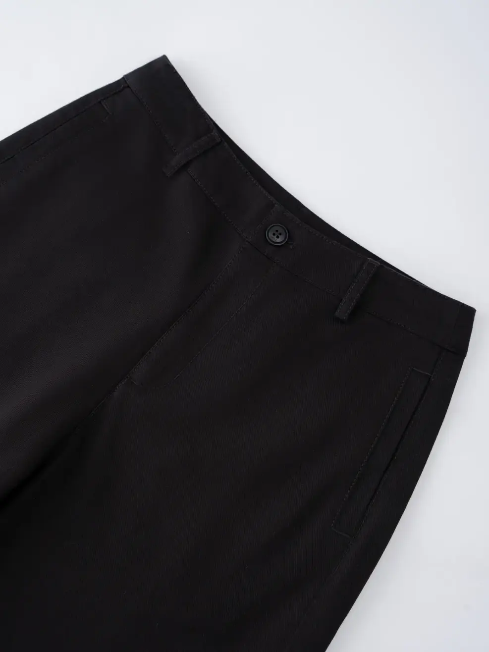Quần Khaki Dáng Suông Cạp Cao Cơ Bản - Đen 001 - 27
