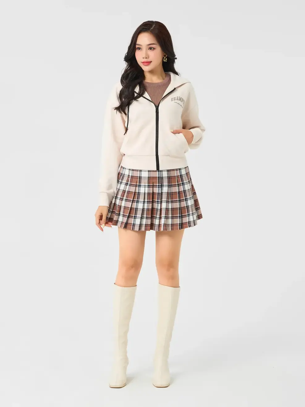 Áo Khoác Nỉ Thể Thao Nữ - Be - S