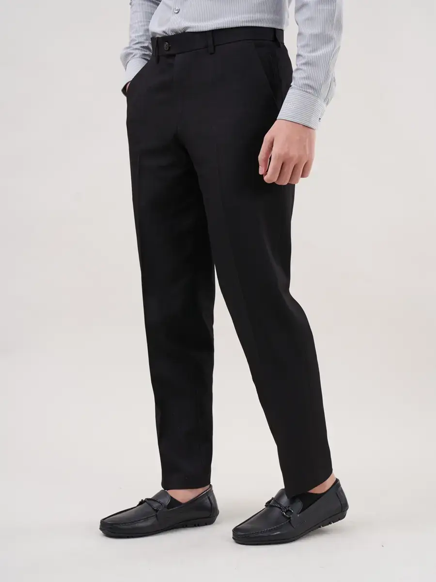 Quần âu nam classic bổ túi sườn - Đen - 2XL