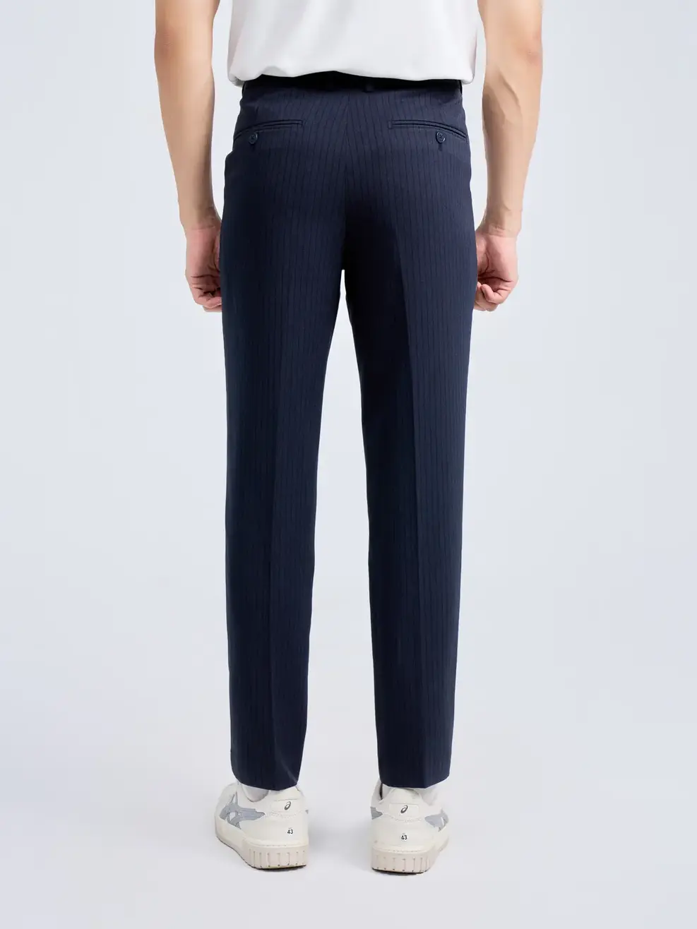 Quần Âu Nam Cạp Di Động Kẻ Sọc - Tím than - 29