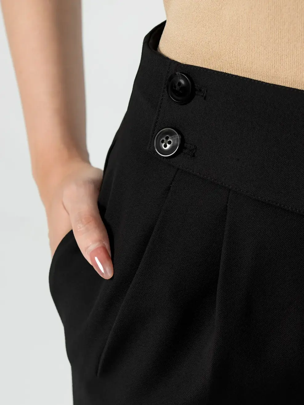 Quần Tây Nữ Baggy Cạp Cao Thailand - Đen - S