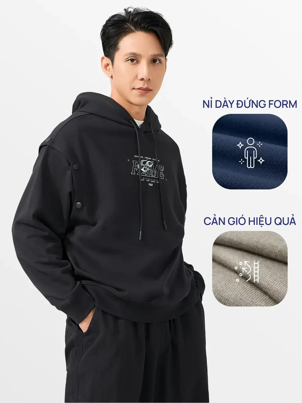 Áo Hoodie Yoguu Tay Tháo Rời - Đen - 0