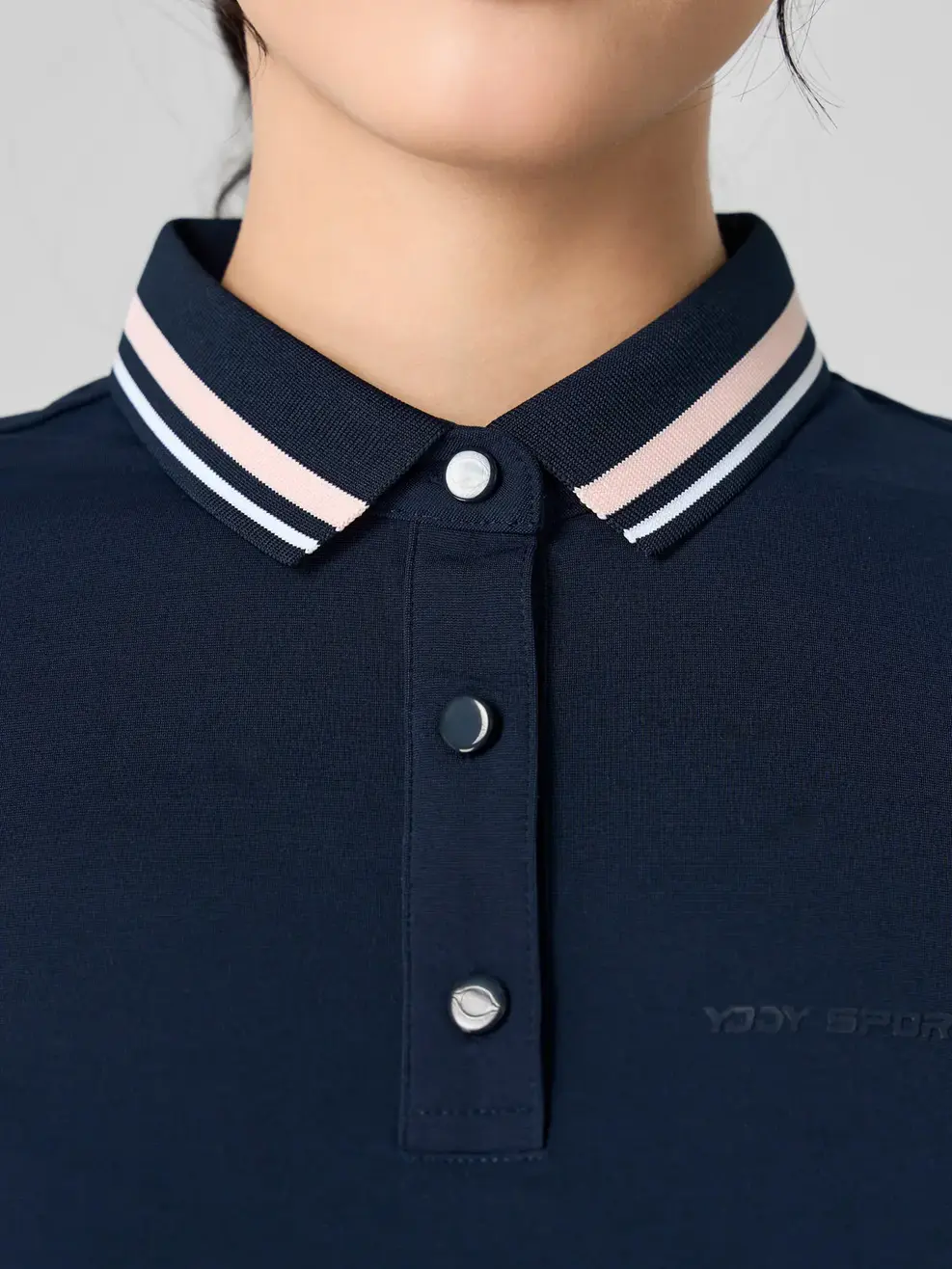 Polo Nữ Yody Sport Bo Cổ Dệt Kẻ Phối Màu - Tím than - S