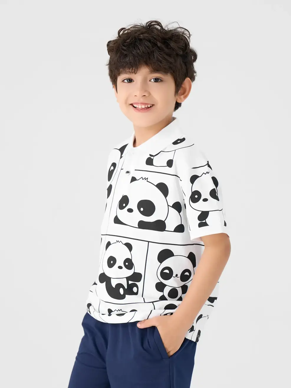 Áo Polo Trẻ Em In Tràn - Trắng - 2-3