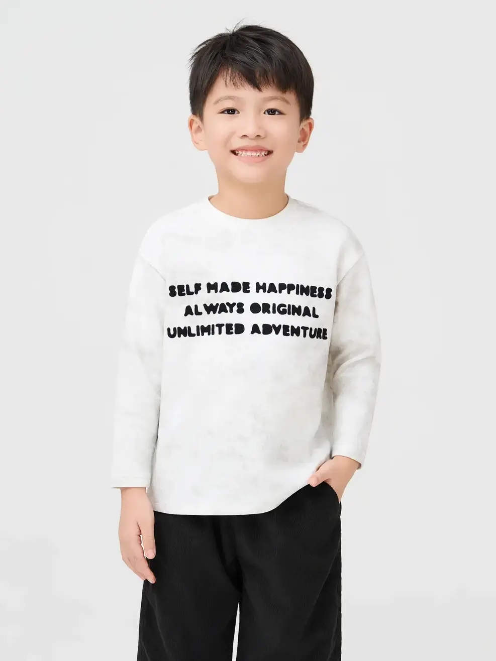 Áo Phông Dài Tay Loang Màu - Trắng 001 - 110