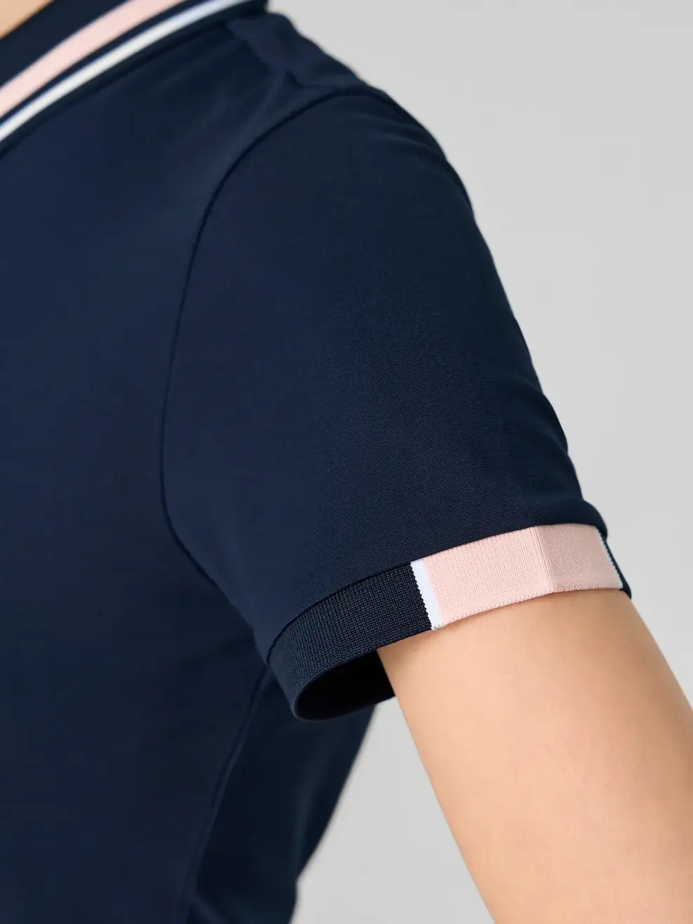 Polo Nữ Yody Sport Bo Cổ Dệt Kẻ Phối Màu - Tím than - S