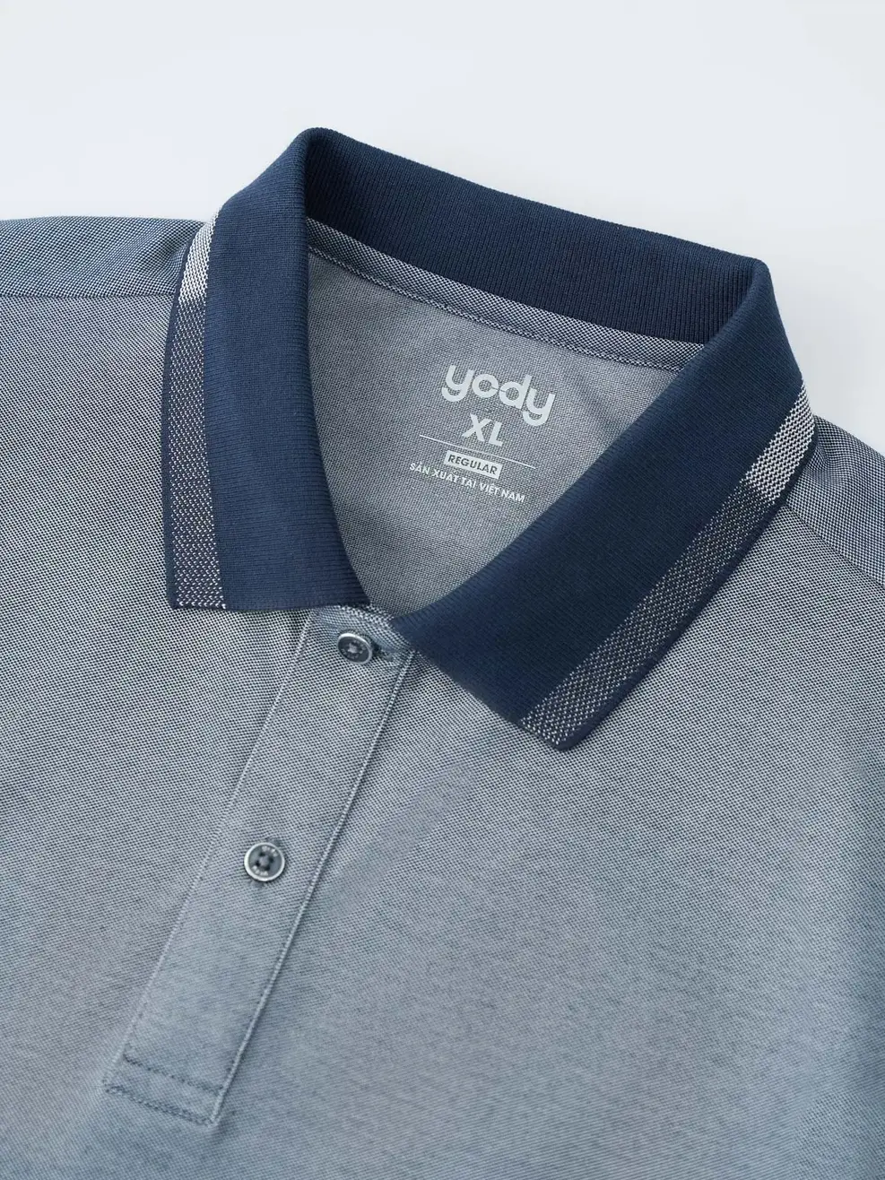 Áo Polo Nam Ngắn Tay Phối Bo - XANH XÁM MELANGE - 2XL