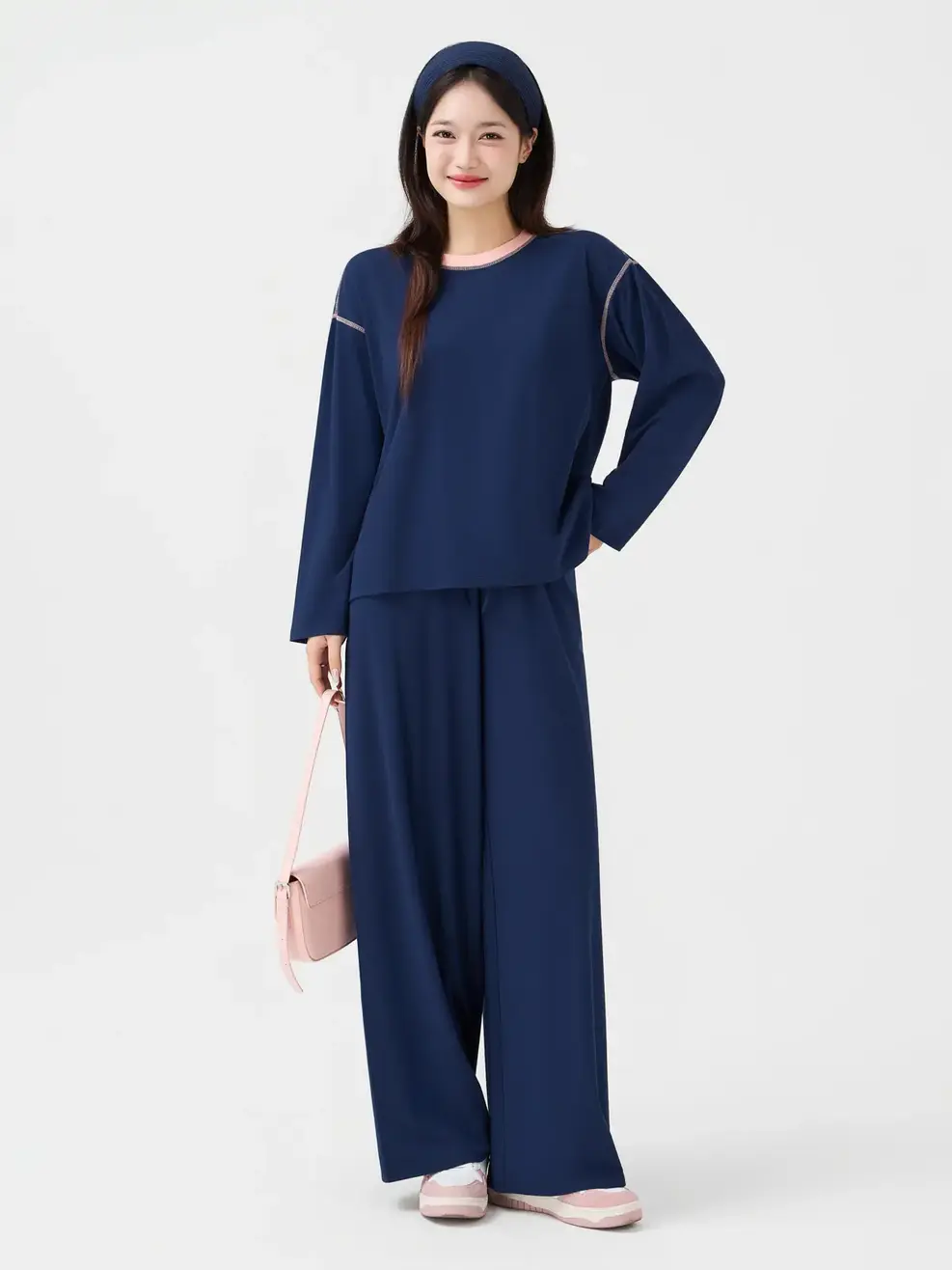 Bộ Đồ Nữ Dáng Suông Phối Màu - Tím Than 058 - XS