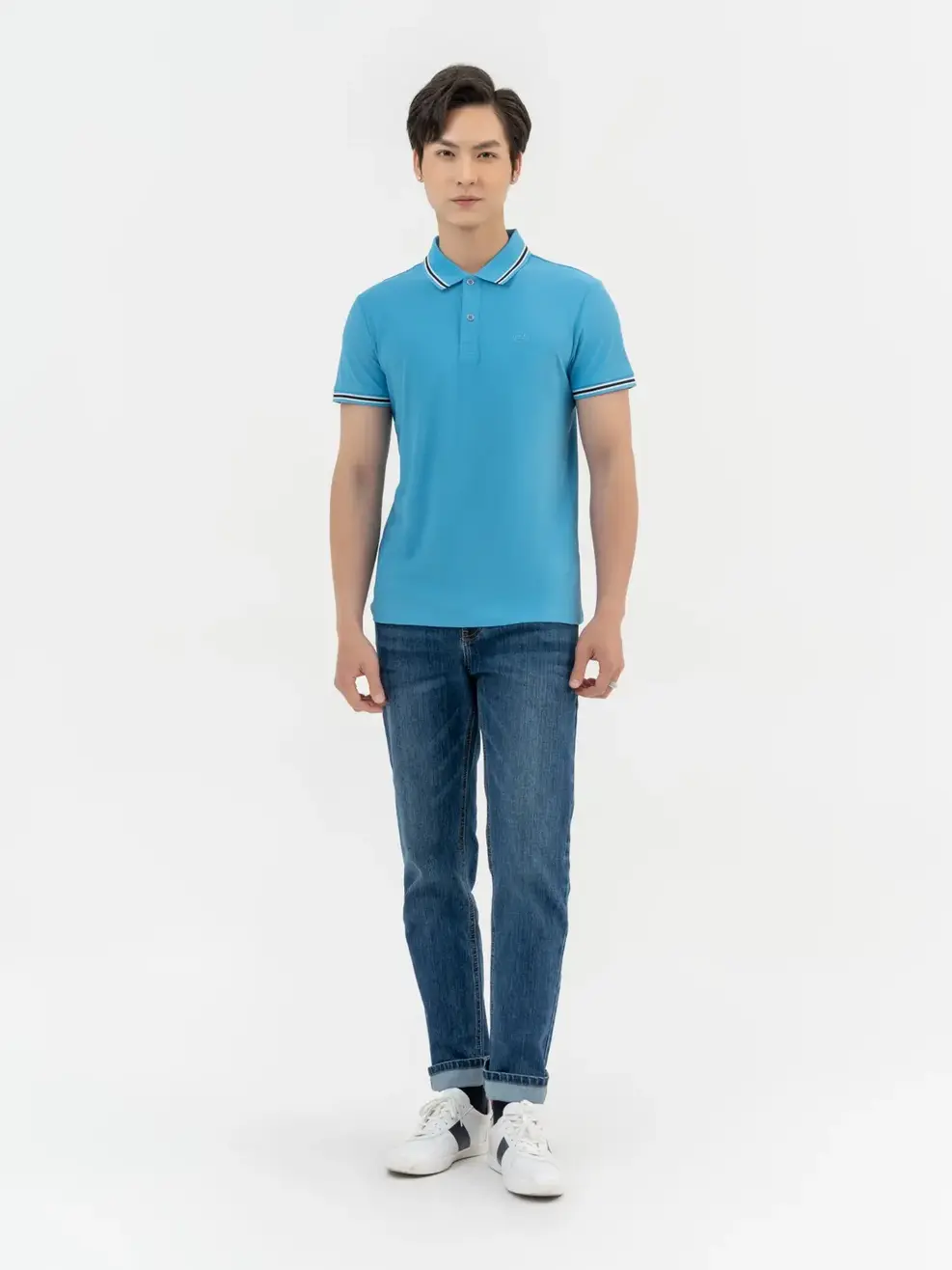 Polo Nam Airycool Phối Cổ - Xanh Biển - M