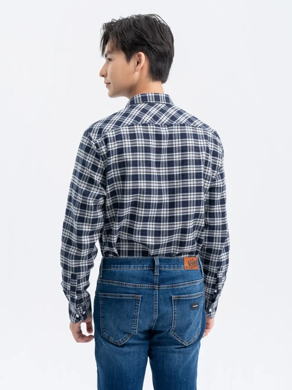 Sơ Mi Dài Tay Nam Kẻ Caro Túi Ngực - Kẻ xanh đen - M