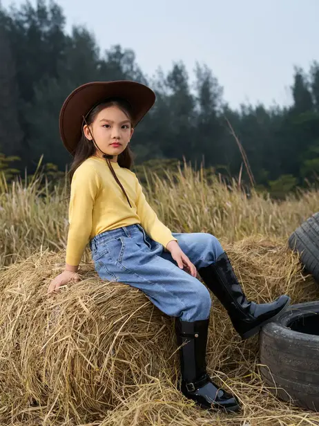 Quần Jeans Baggy Trẻ Em Cạp Chun Basic
