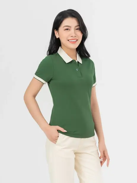 Áo polo nữ s.cafe pique phối nẹp